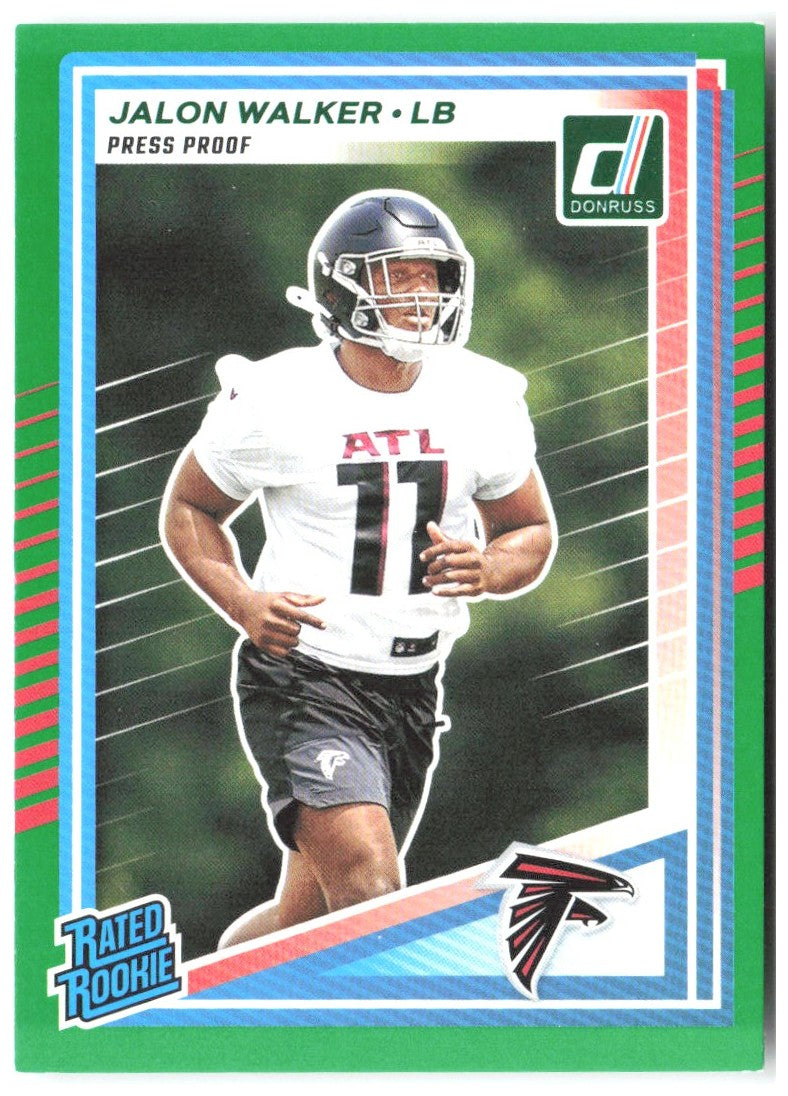 Jalon Walker Donruss - Press Proofs Green 344 2025 Atlanta Falcons