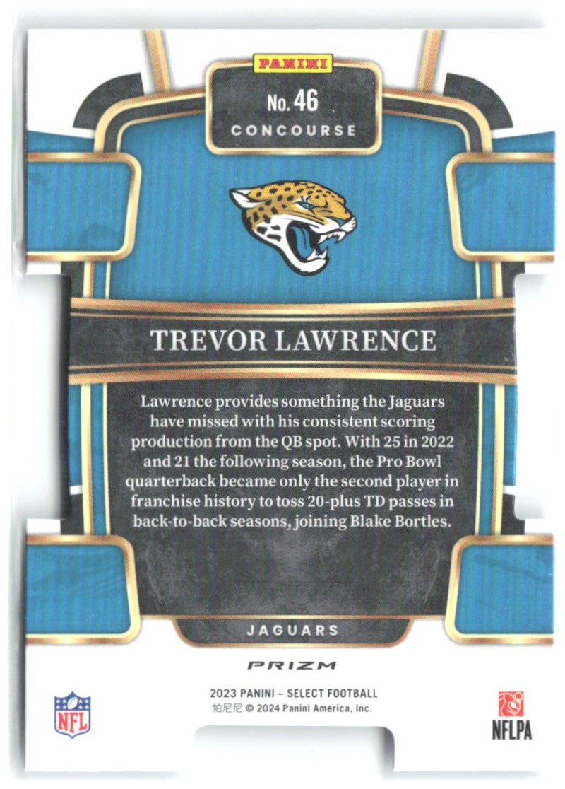 Trevor Lawrence Select - Silver Prizms Die Cuts 46 2023 Jacksonville Jaguars