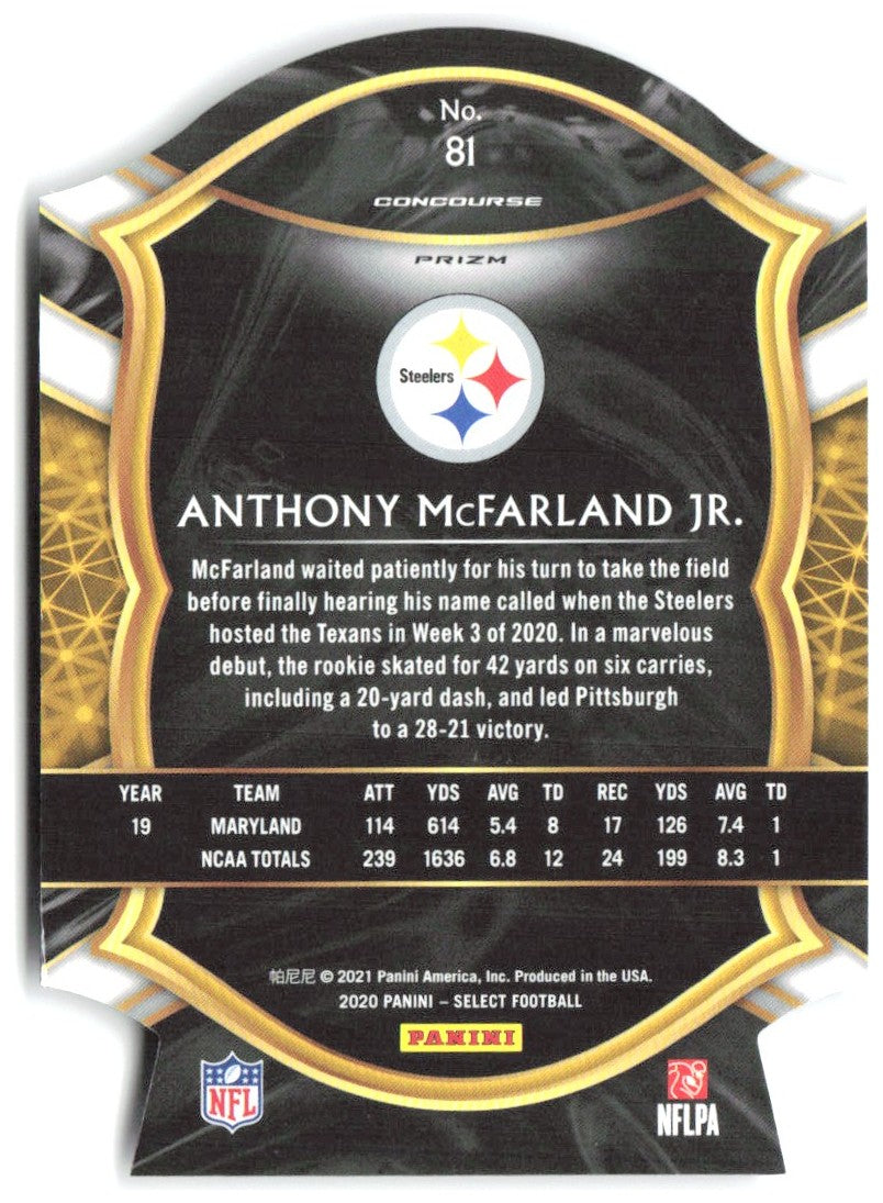 Anthony McFarland Jr. Select - Purple Prizm Die Cut 81 2020 Pittsburgh Steelers