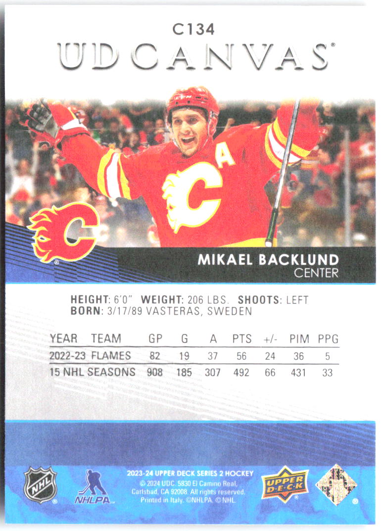 Mikael Backlund Upper Deck - UD Canvas C134 2023-24 Calgary Flames