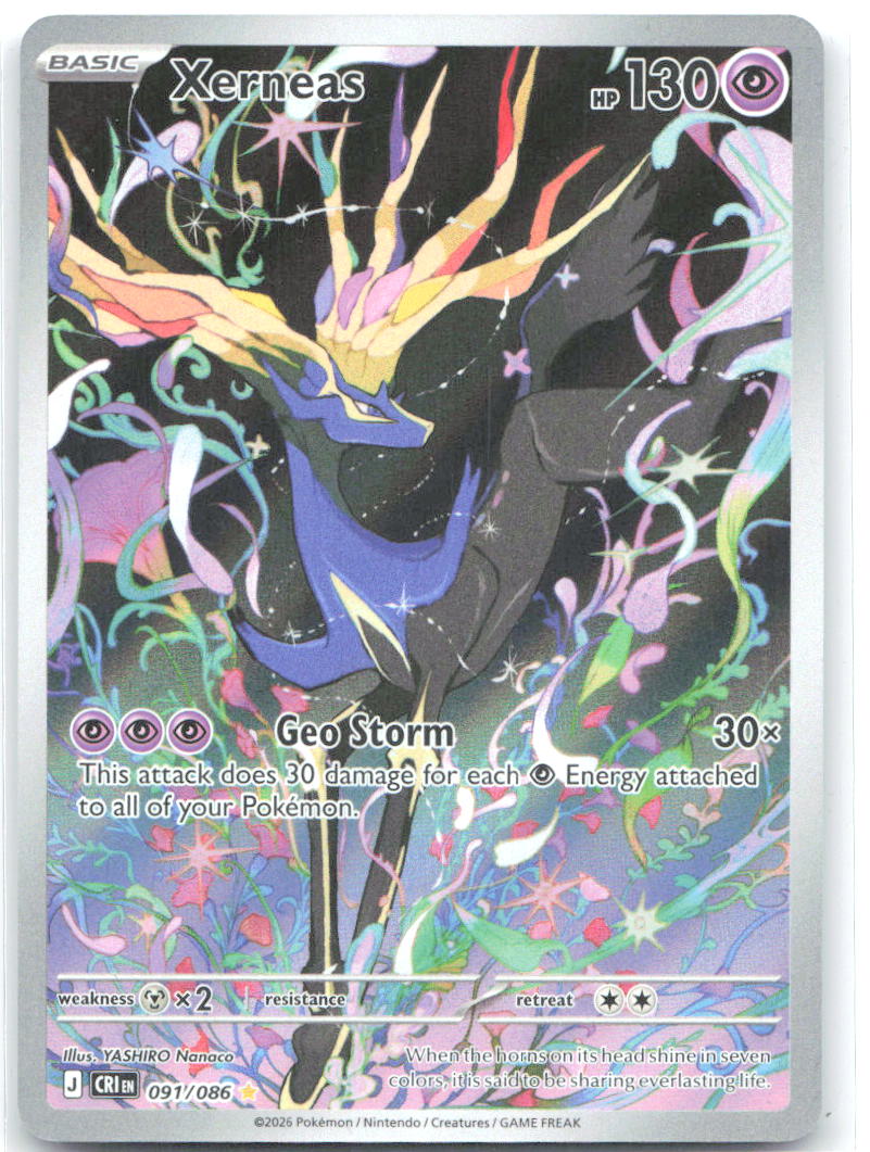 Xerneas Holo Illustration Rare ME04: Chaos Rising 091/086 NM YASHIRO Nanaco