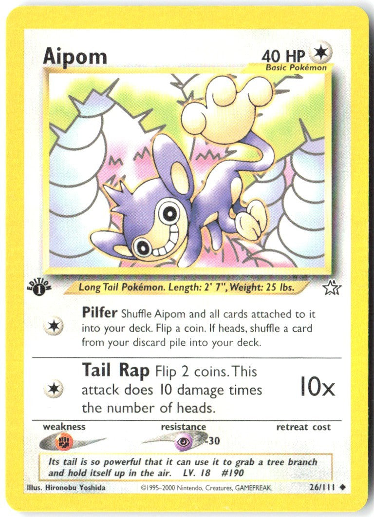 Aipom 1st Edition Uncommon Neo Genesis 026/111 NM Hironobu Yoshida