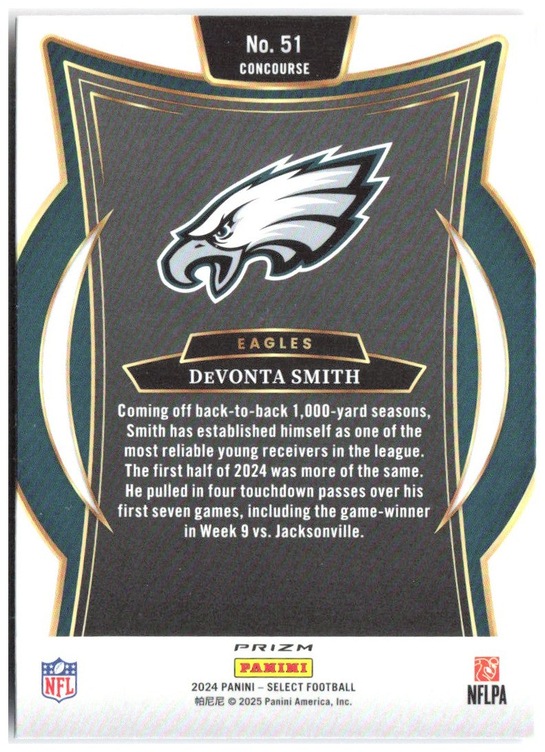 DeVonta Smith Panini Select - Red & Blue Prizm Shock 51 2024 Philadelphia Eagles