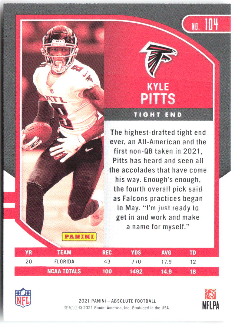 Benny Snell Jr. Panini Absolute - Retail 104 2019 Pittsburgh Steelers RC