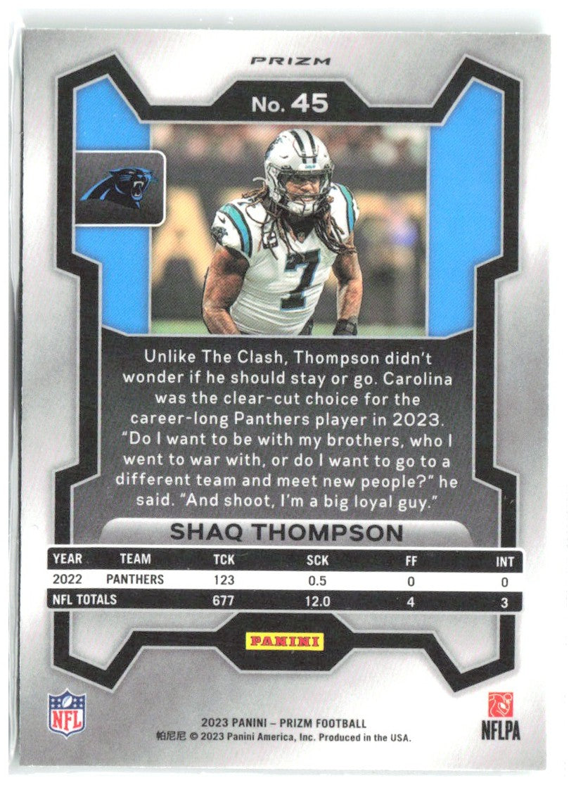 Shaq Thompson Panini Prizm - Neon Green Pulsar 45 2023 Carolina Panthers