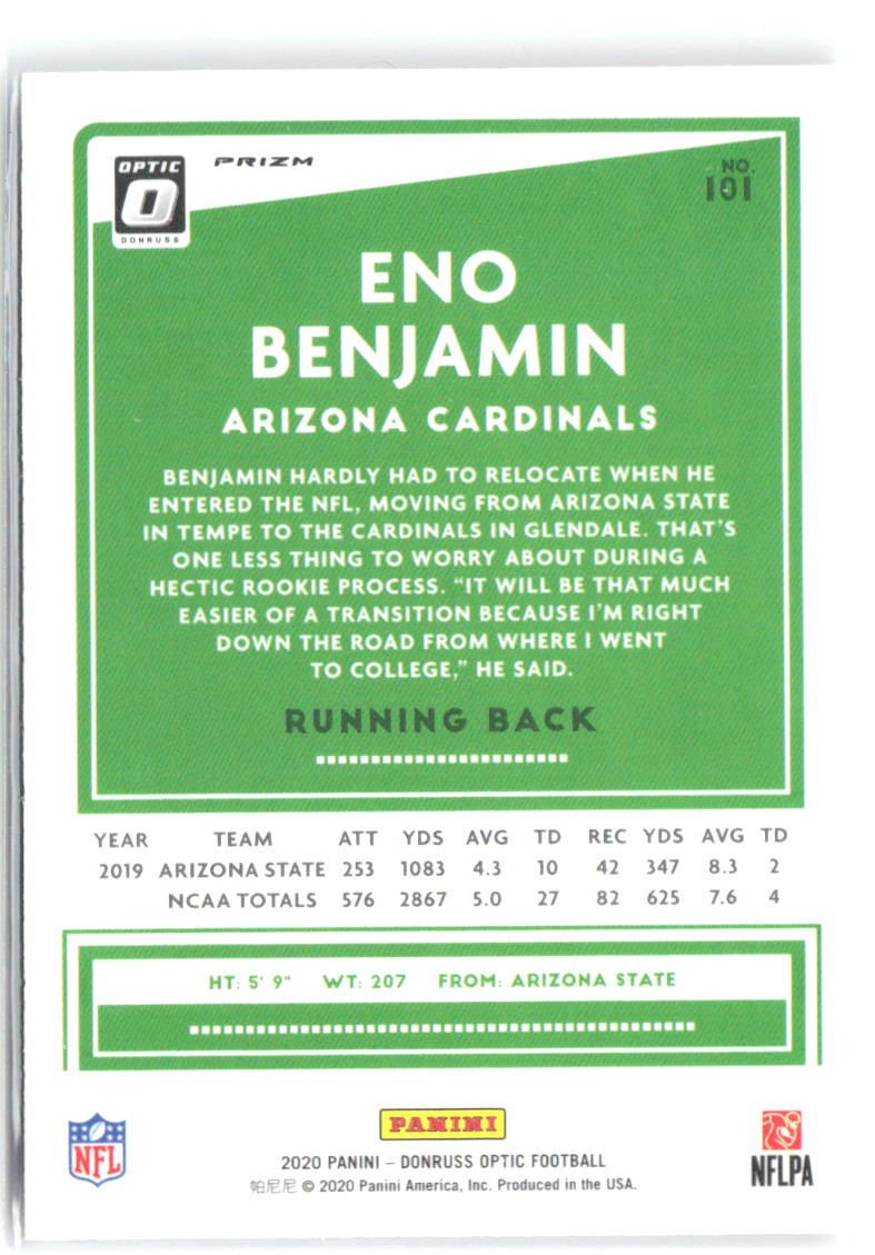 Eno Benjamin Donruss Optic - Holo 101 2020 Arizona Cardinals