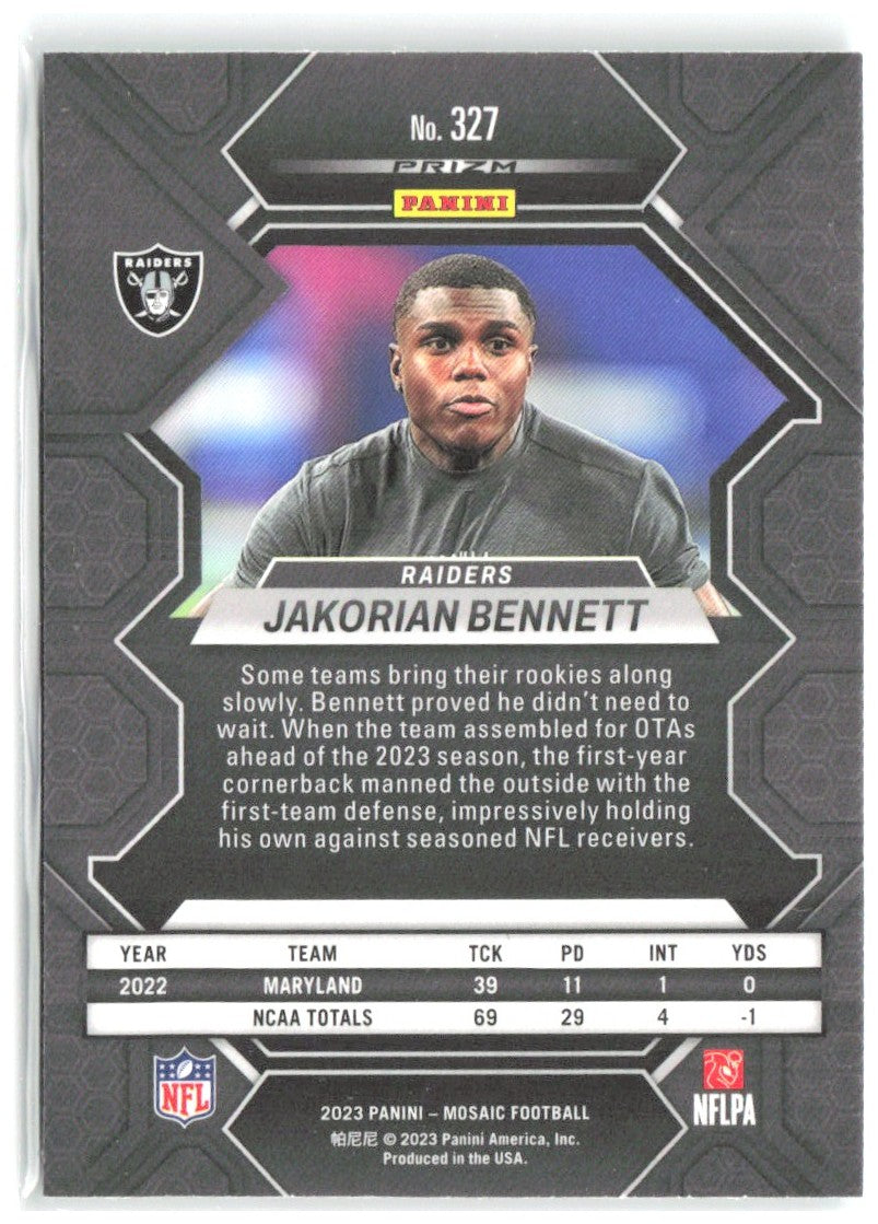Jakorian Bennett Panini Mosaic - Green Mosaic 327 2023 Las Vegas Raiders