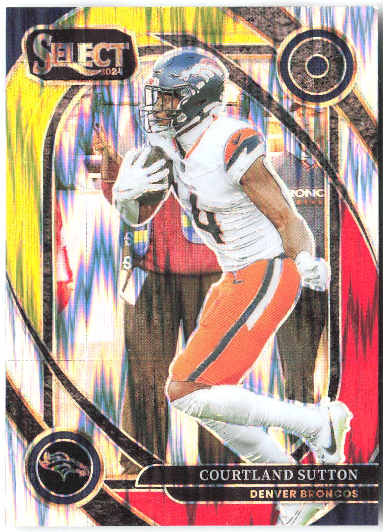 Courtland Sutton Panini Select Red & Yellow Prizm Shock 240 2024 Denver Broncos