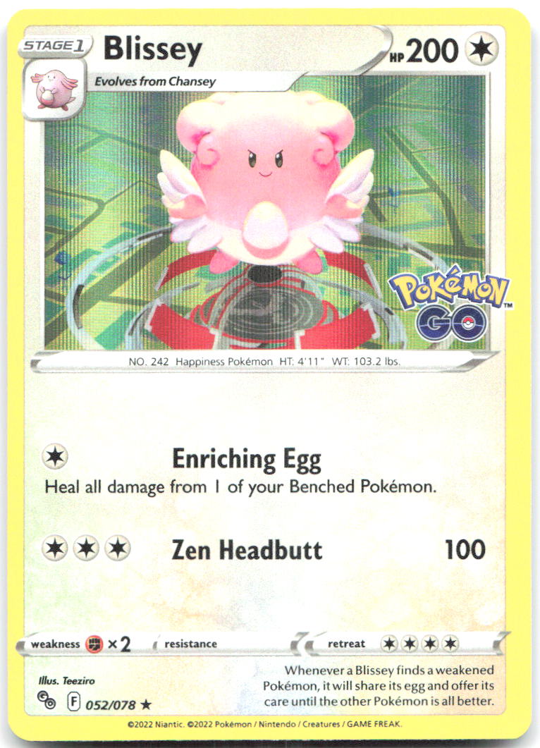 Blissey Holo Rare Pokemon GO 052/078 NM Teeziro