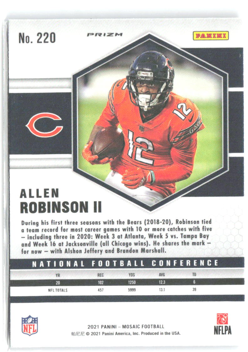 Allen Robinson II Panini Mosaic - Prizm Reactive Blue 220 2021 Chicago Bears