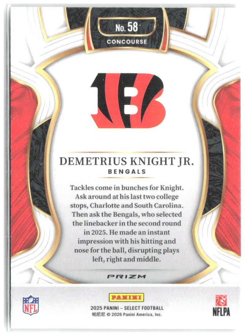Demetrius Knight Jr. Panini Select - Black and Green Prizm Shock 58 2025 Bengals