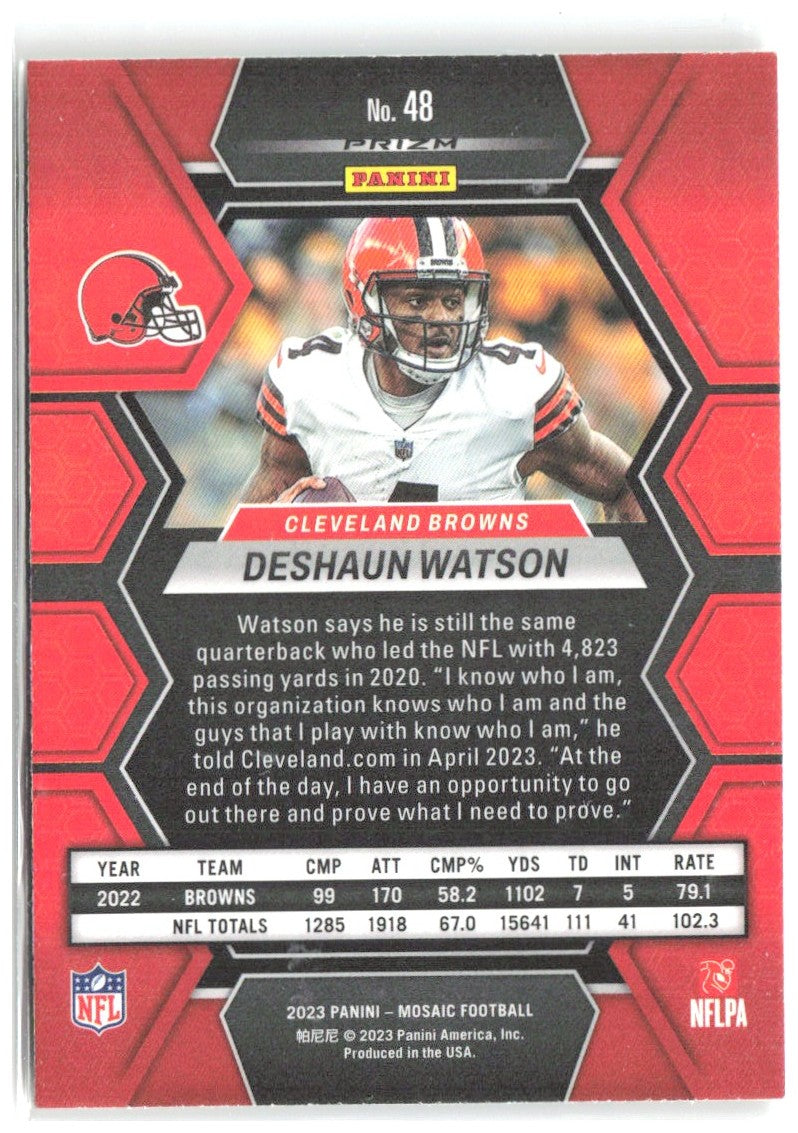 Deshaun Watson Panini Mosaic - Reactive Yellow Mosaic 48 2023 Cleveland Browns