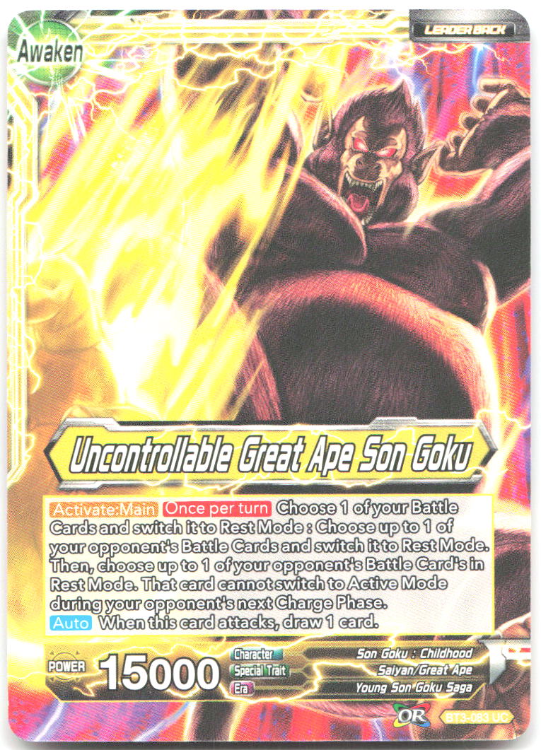 Son Goku // Uncontrollable Great Ape Son Goku Uncommon Cross Worlds BT3 083 NM