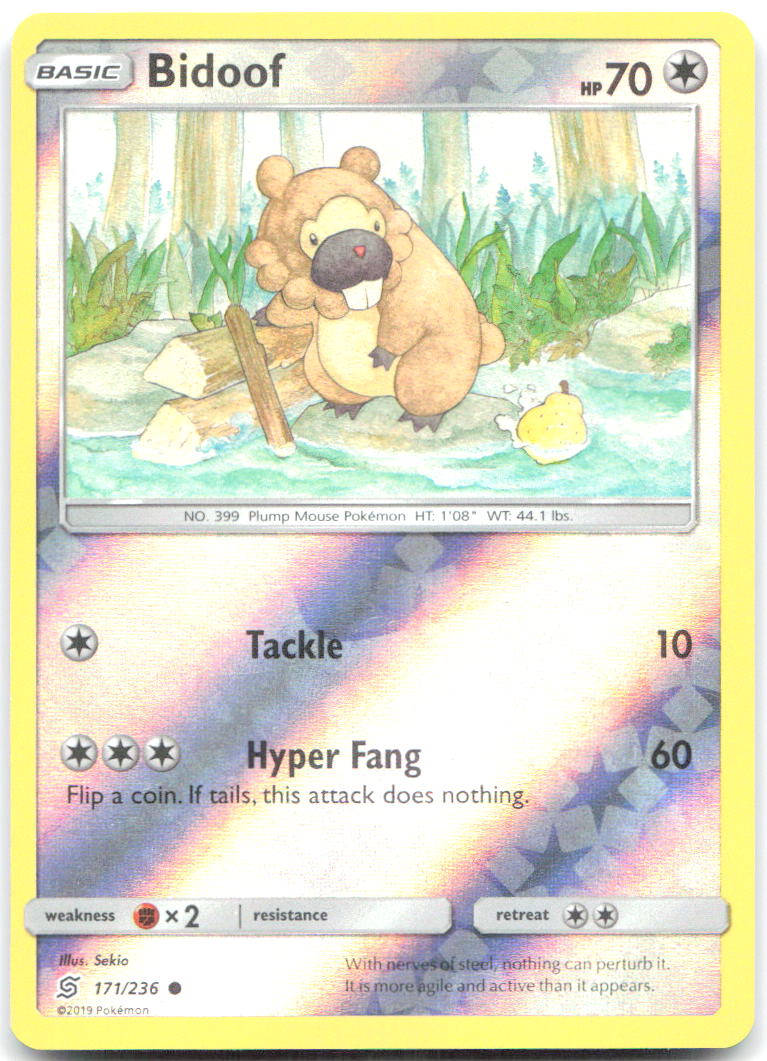 Bidoof Reverse Holo Common SM Unified Minds 171/236 NM Sekio