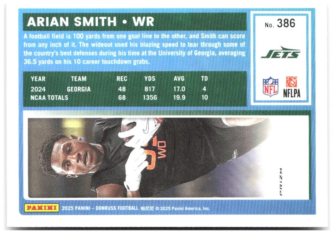 Arian Smith Donruss Optic - Pink 285 2025 New York Jets