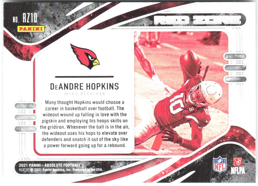 DeAndre Hopkins Panini Absolute - Red Zone RZ10 2021 Arizona Cardinals