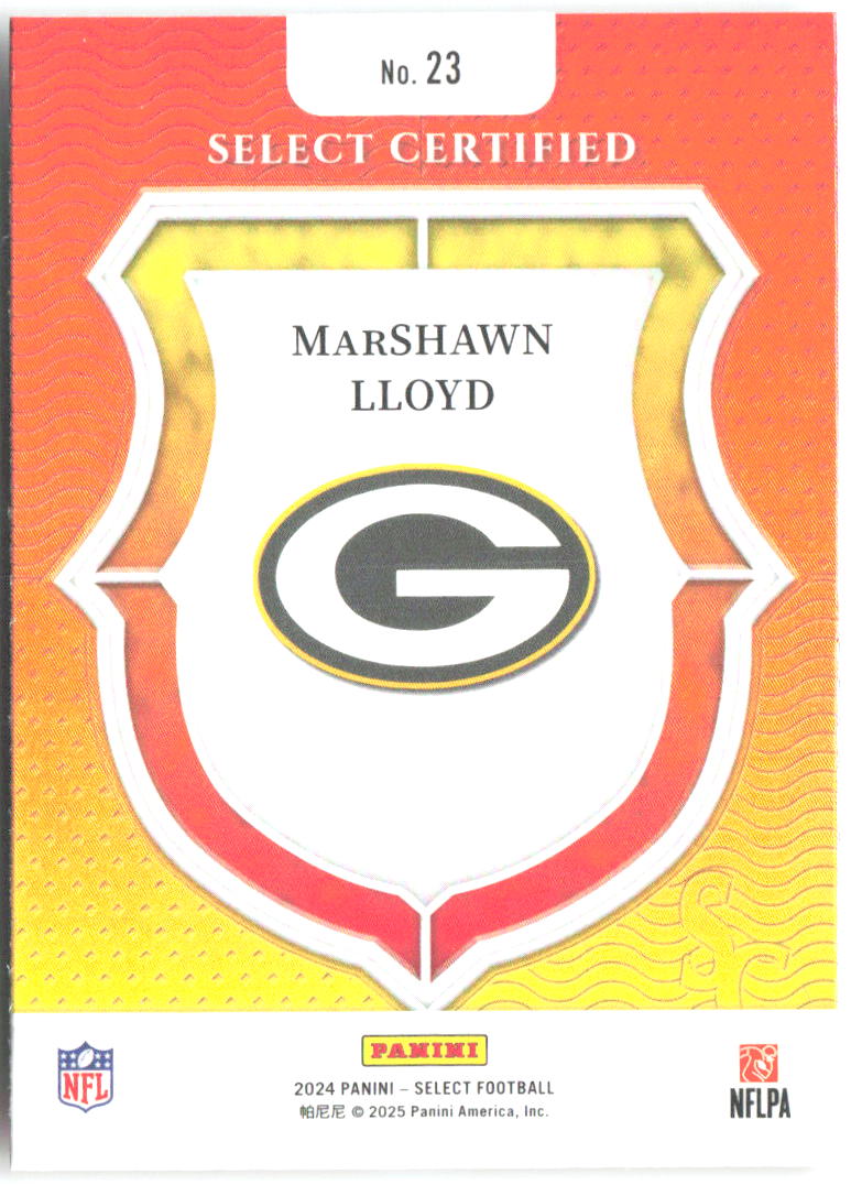 MarShawn Lloyd Panini Select Select Certified Rookies 23 2024 Green Bay Packers