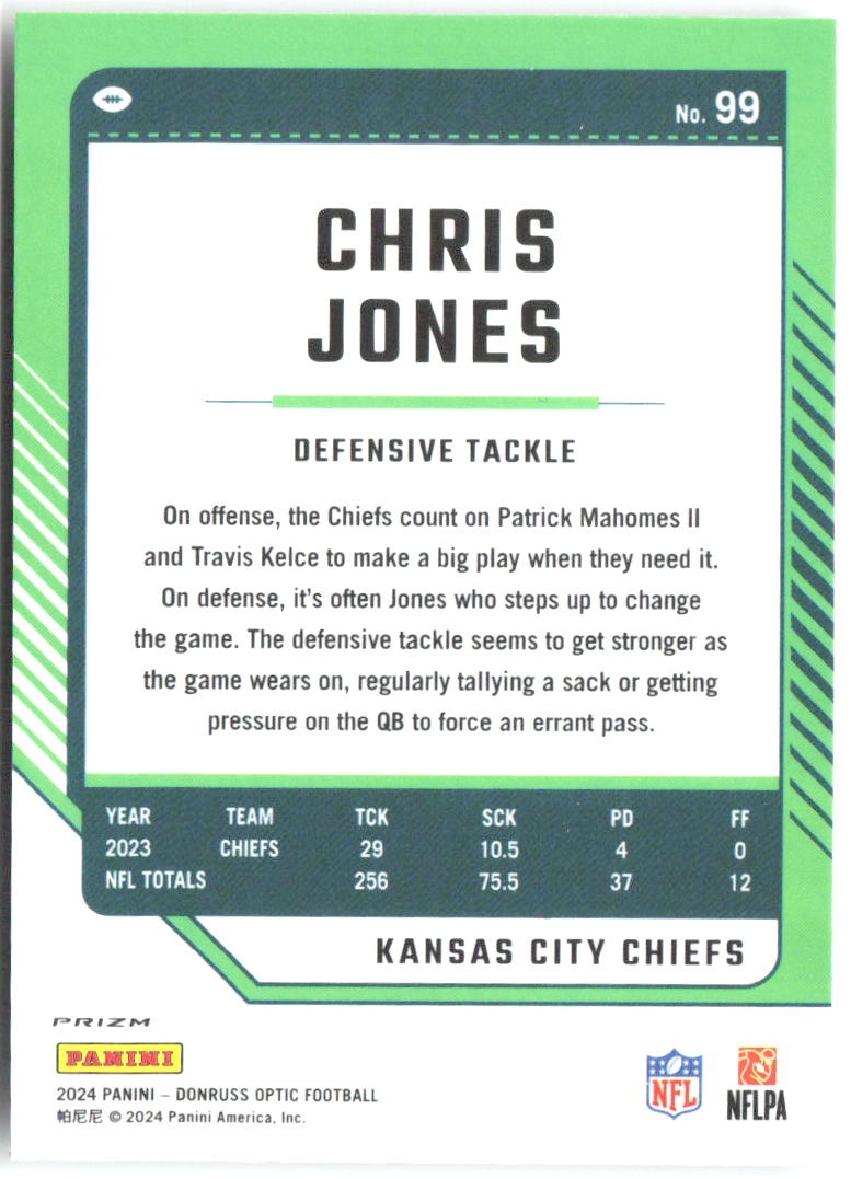 Chris Jones Donruss Optic - Holo 99 2024 Kansas City Chiefs