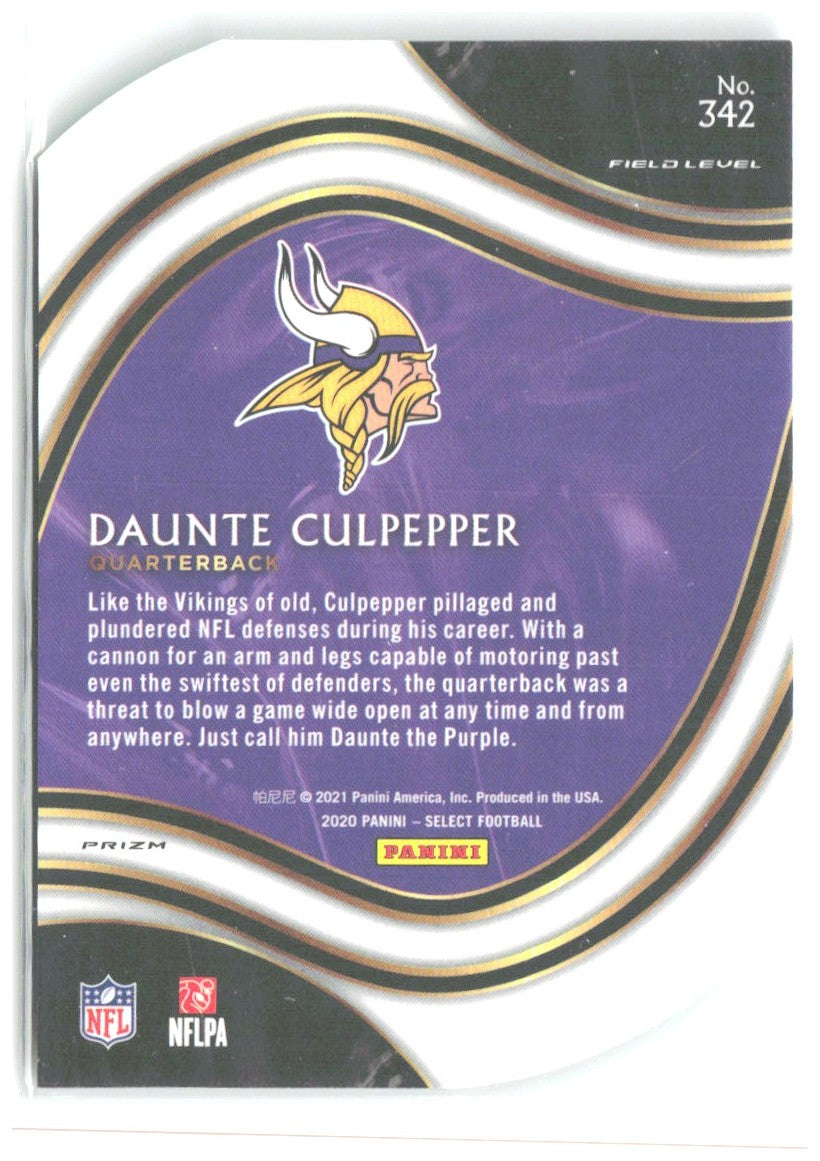 Daunte Culpepper Select - Neon Green Prizm Die Cut 342 2020 Minnesota Vikings