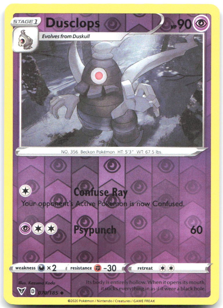 Dusclops Reverse Holo Uncommon SWSH04 Vivid Voltage 070/185 NM Kazuma Koda