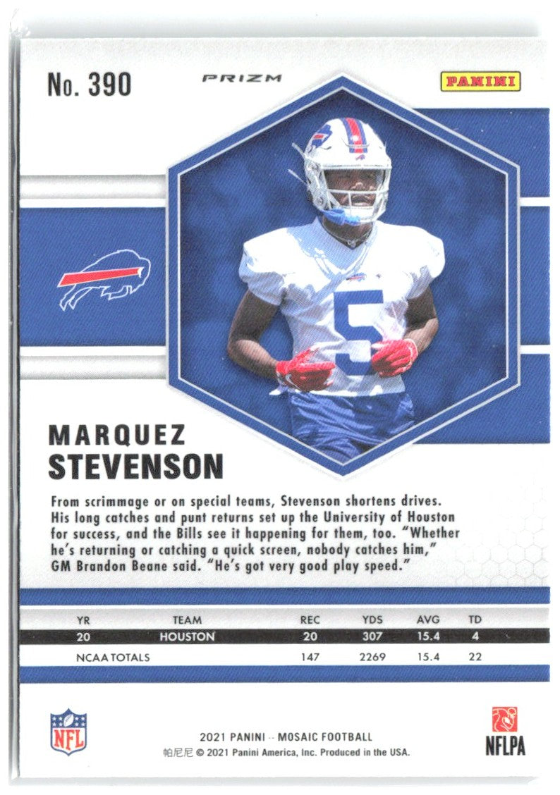 Marquez Stevenson Panini Mosaic - Prizm Green 390 2021 Buffalo Bills