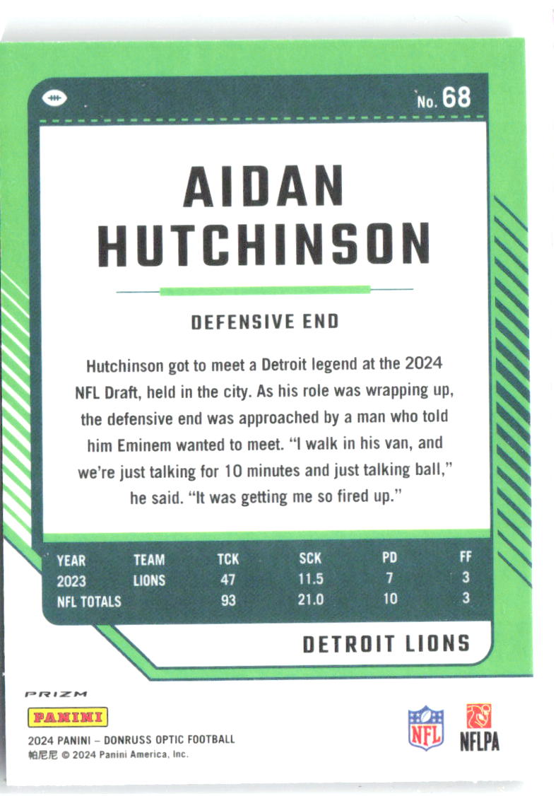 Aidan Hutchinson Donruss Optic - Holo 68 2024 Detroit Lions