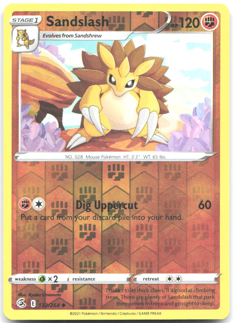 Sandslash Reverse Holo Uncommon SWSH08 Fusion Strike 132/264 NM Kyoko Umemoto