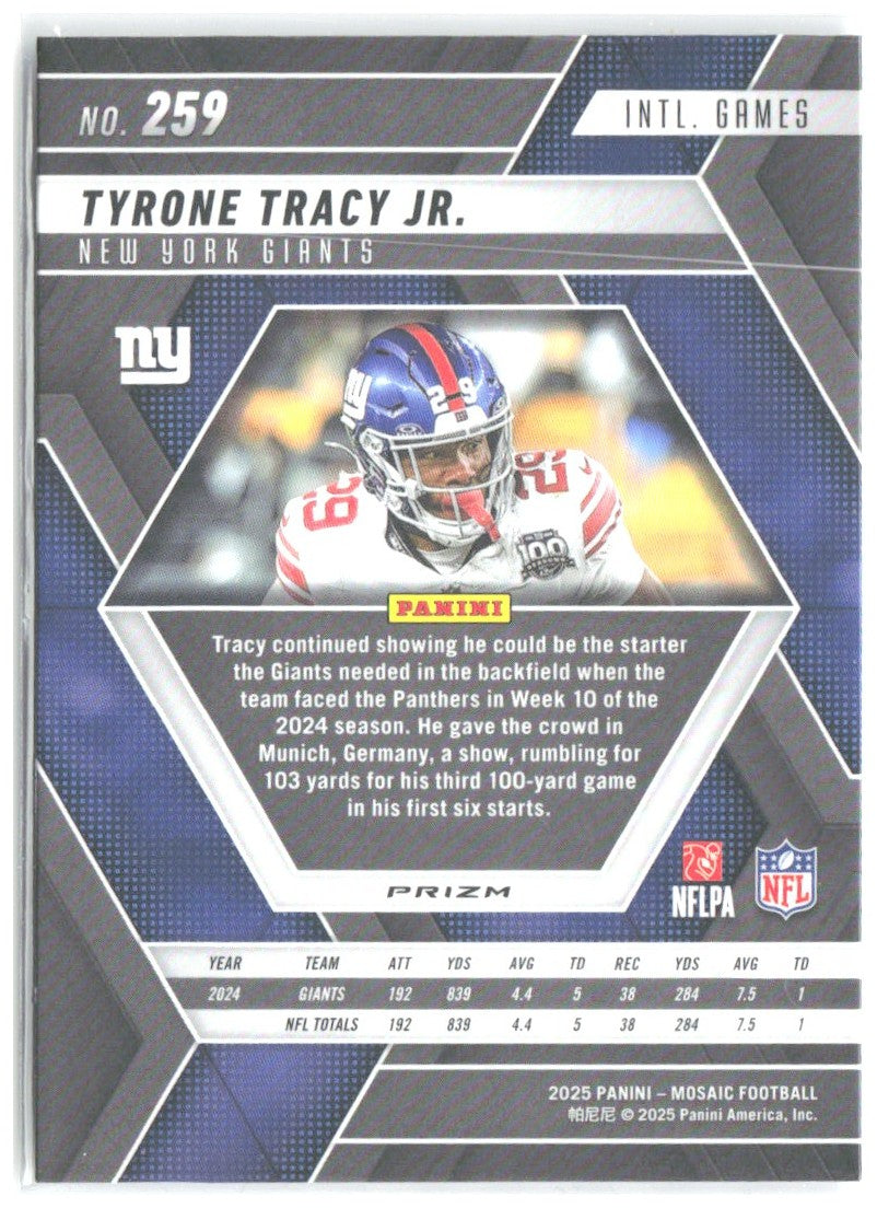 Tyrone Tracy Jr. Panini Mosaic - Mosaic 259 2025 New York Giants