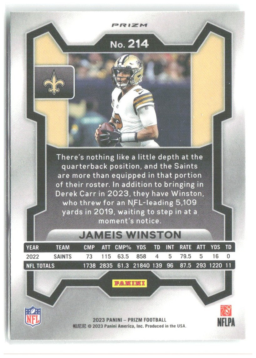 Jameis Winston Panini Prizm - Neon Green Pulsar 214 2023 New Orleans Saints