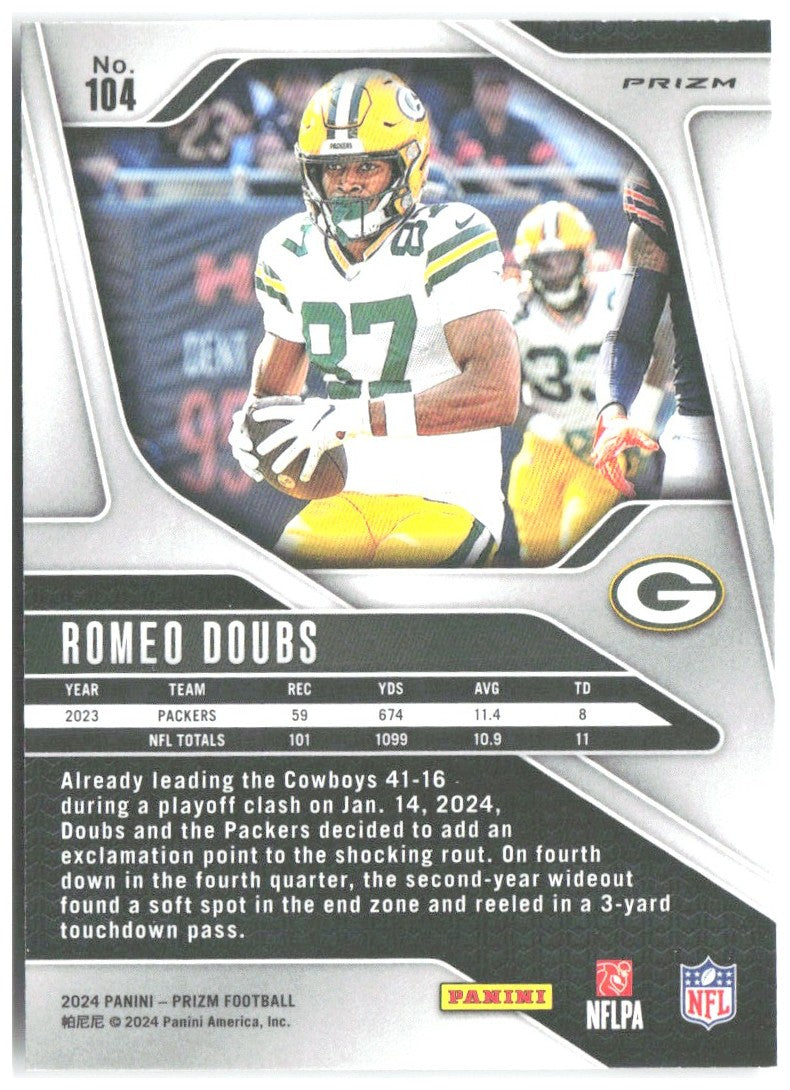 Romeo Doubs Panini Prizm - Silver 104 2024 Green Bay Packers