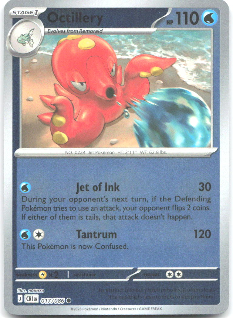 Octillery Reverse Holo Common ME04: Chaos Rising 017/086 NM matazo