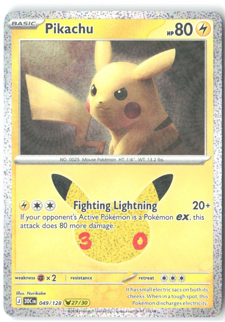 Pikachu Pikachu Rare ME 30th Celebration 049/128 NM Nurikabe