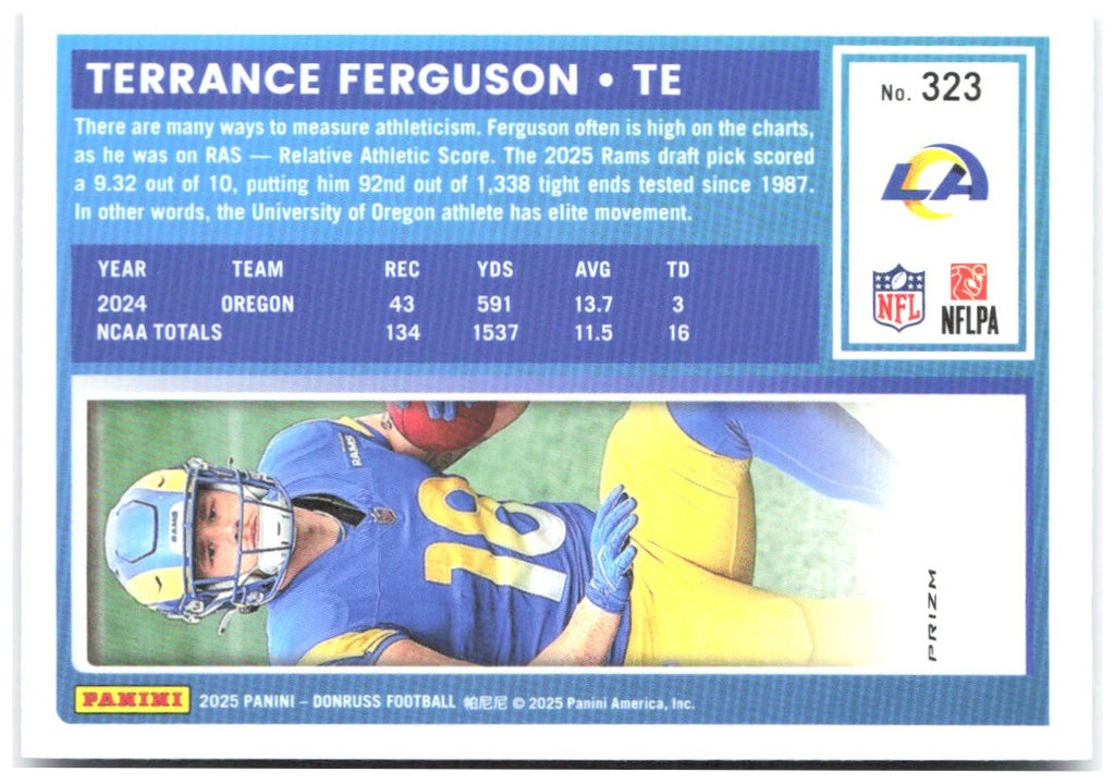 Terrance Ferguson Donruss - Optic Rated Rookies Preview Blue Scope 323 2025 Rams