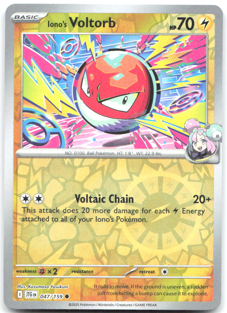 Iono's Voltorb Reverse Holo Common SV09: Journey Together 047/159 NM Kazumasa Yasukuni