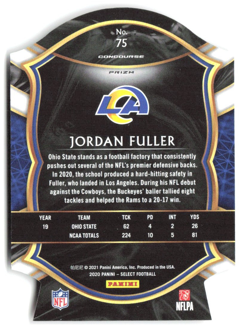Jordan Fuller Panini Select - Maroon Prizm Die Cut 75 2020 Los Angeles Rams