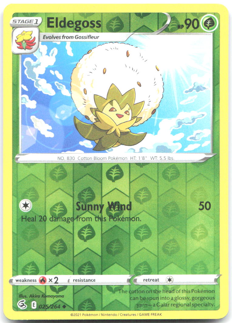 Eldegoss Reverse Holo Uncommon SWSH08 Fusion Strike 025/264 NM Akira Komayama