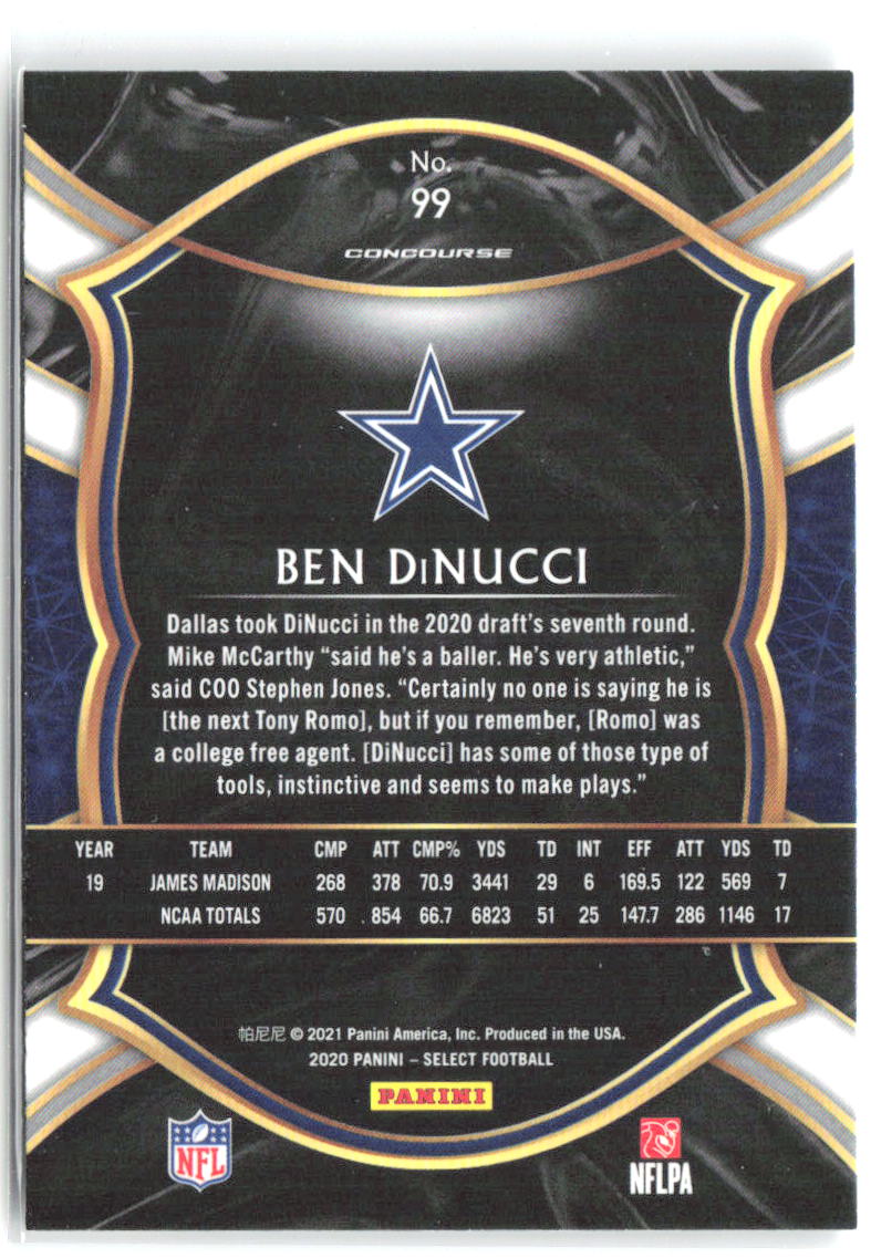 Ben DiNucci Panini Select 99 2020 Dallas Cowboys RC