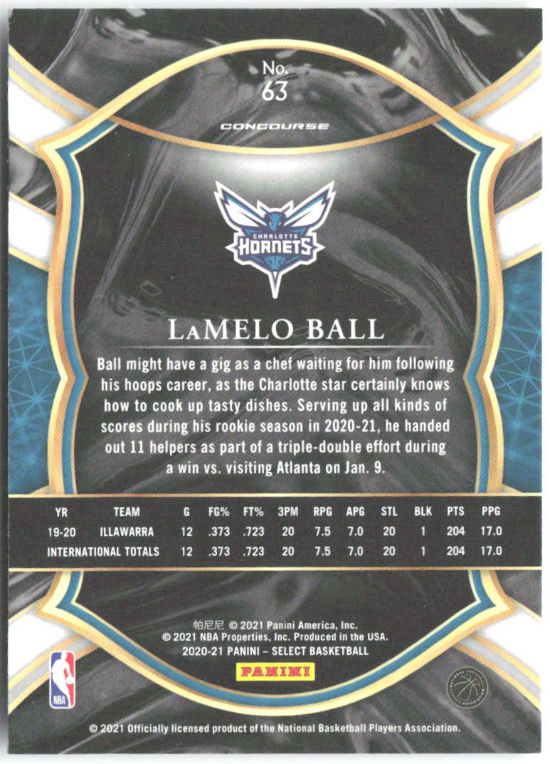 LaMelo Ball Panini Select - Blue 63 2020-21 Charlotte Hornets