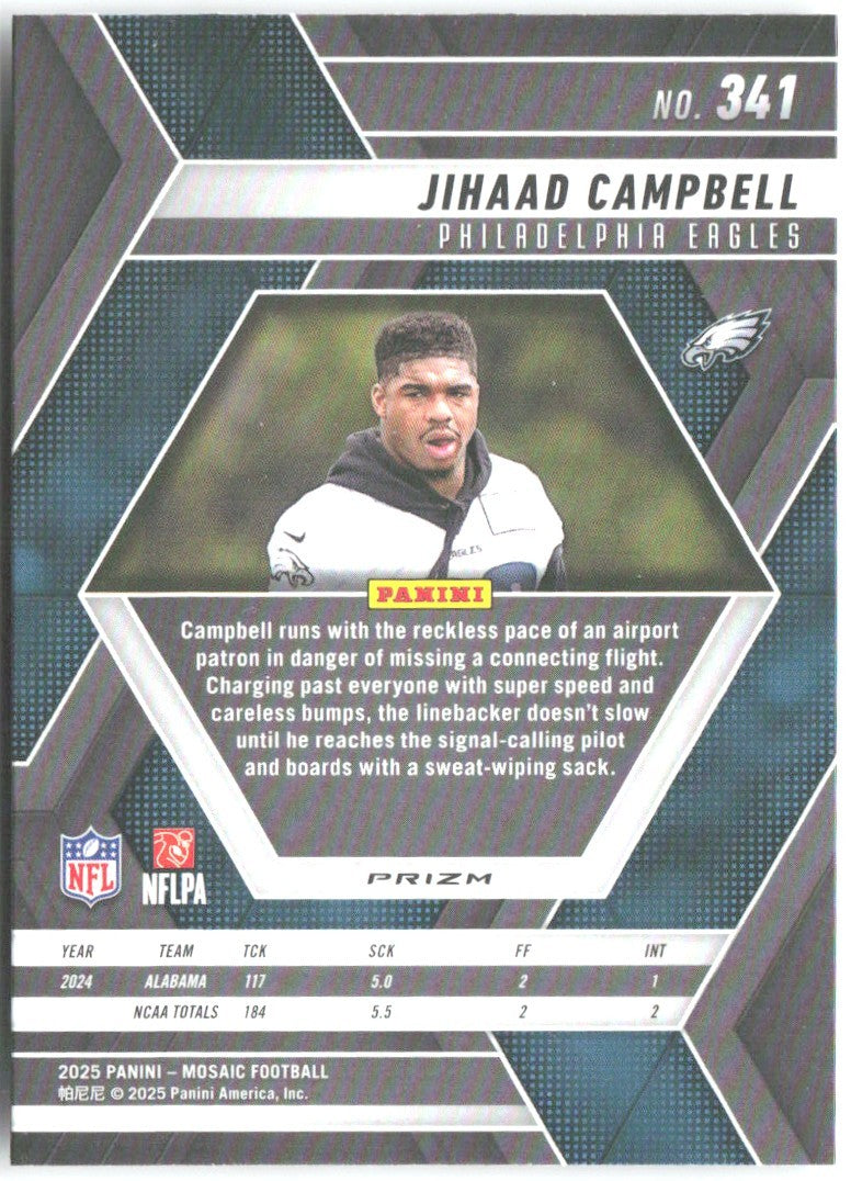 Jihaad Campbell Panini Mosaic - Silver 341 2025 Philadelphia Eagles
