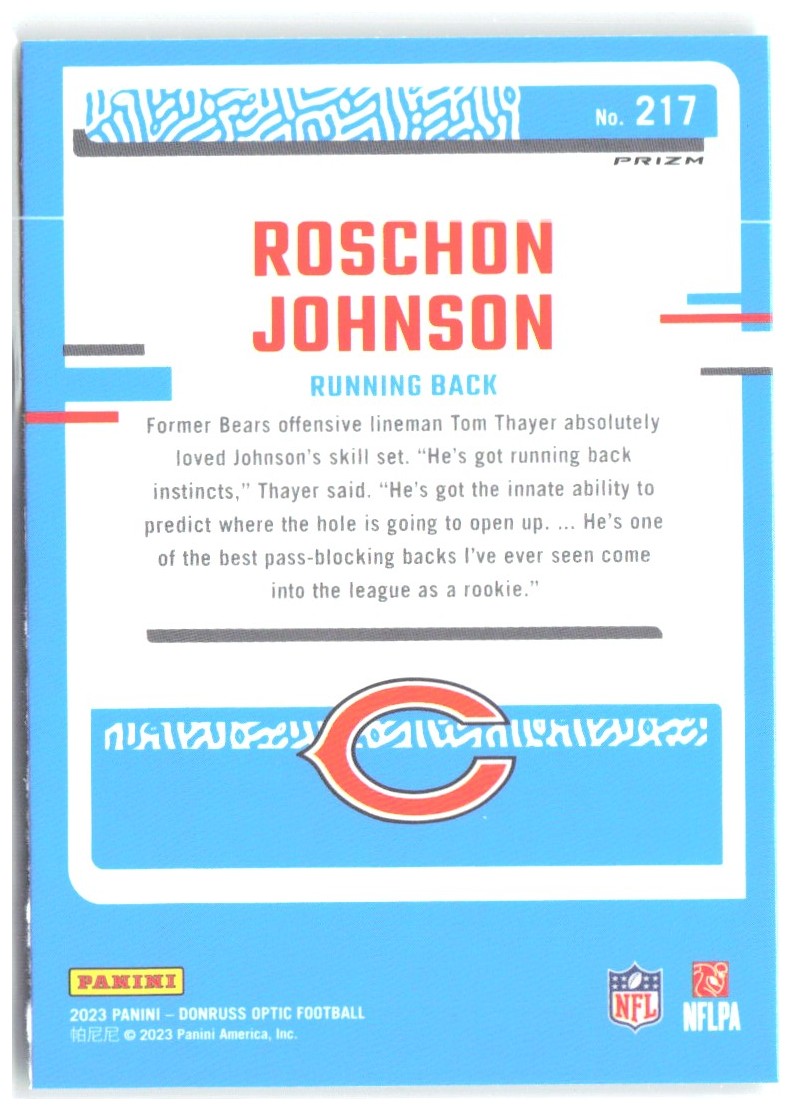 Roschon Johnson Donruss Optic - Green Hyper 217 2023 Chicago Bears