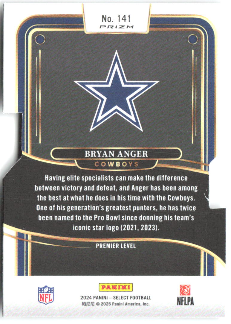 Bryan Anger Panini Select - Silver Prizm 141 2024 Dallas Cowboys