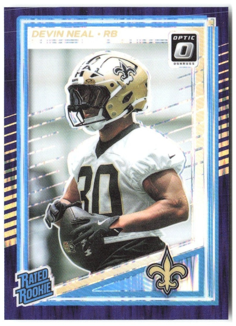 Devin Neal Donruss Optic - Purple Shock 282 2025 New Orleans Saints