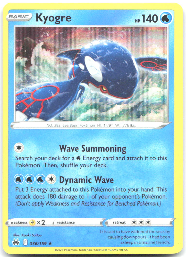 Kyogre Holo Rare SWSH: Crown Zenith 036/159 NM Kouki Saitou