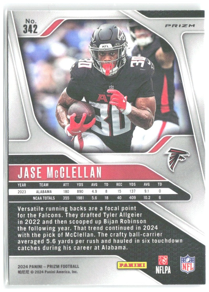 Jase McClellan Panini Prizm - Neon Green Pulsar 342 2024 Atlanta Falcons