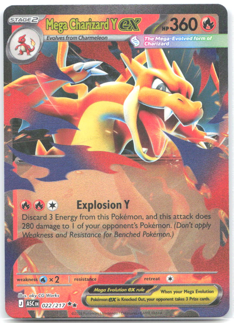 Mega Charizard Y ex Holo Double Rare ME: Ascended Heroes 022/217 NM aky CG Works