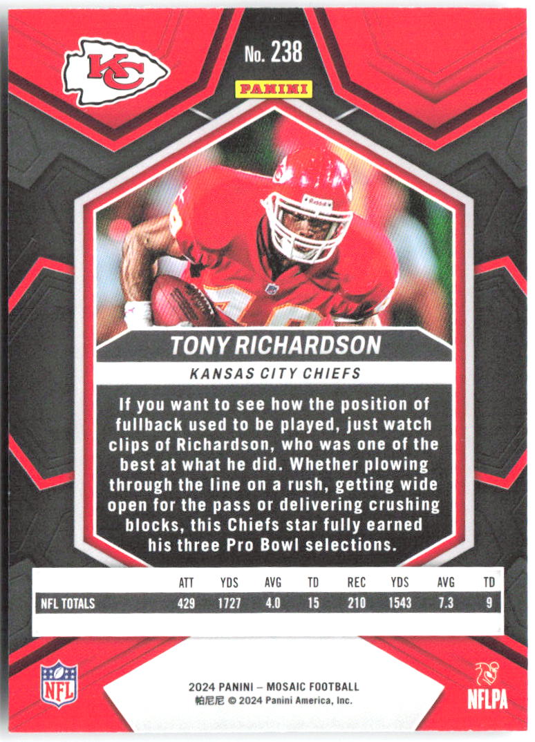Tony Richardson Panini Mosaic 238 2024 Kansas City Chiefs