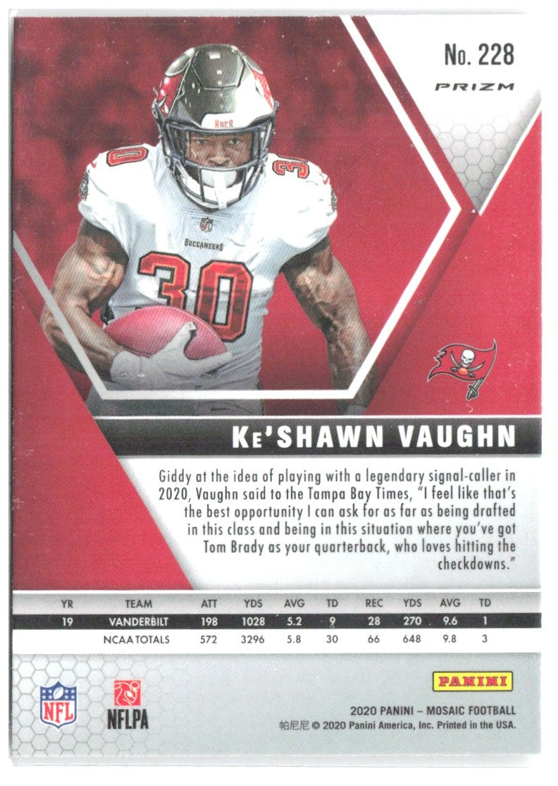 Ke'Shawn Vaughn Panini Mosaic - Prizm Silver 228 2020 Tampa Bay Buccaneers