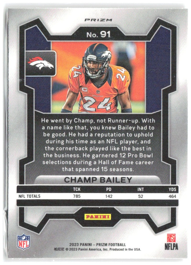 Champ Bailey Panini Prizm - Lazer 91 2023 Denver Broncos