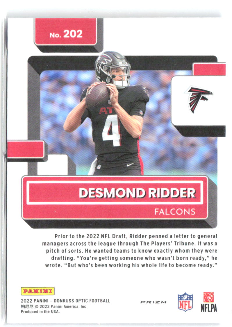Desmond Ridder Donruss Optic - Purple Shock 202 2022 Atlanta Falcons