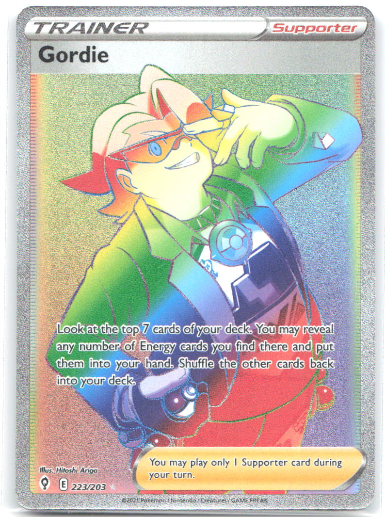 Gordie Secret Holo Secret Rare SWSH07 Evolving Skies 223/203 NM Hitoshi Ariga